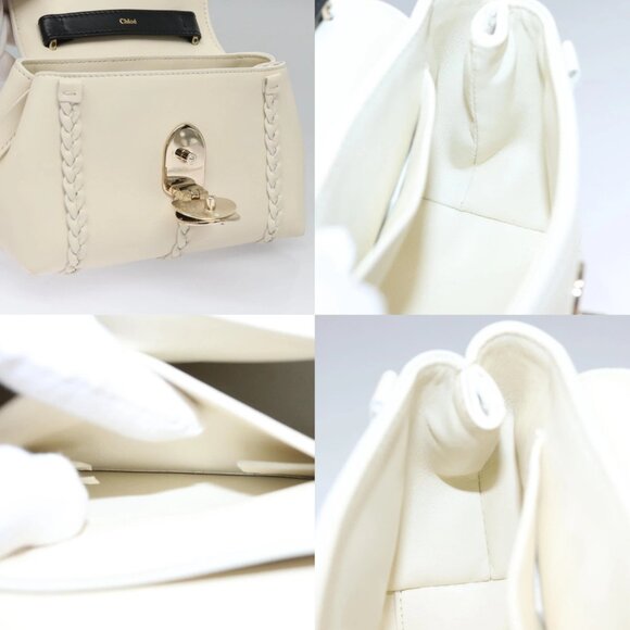 Chloe Fringe Hand Bag Leather 2way White Auth BD060AV - Picture 13 of 14